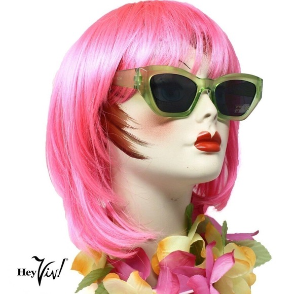 Green Day Glo Fashion Sunglasses - Look Cool in Retro Shades - Hey Viv - Picture 1 of 3